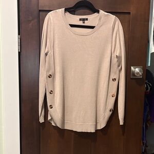 Women's Beige Sweater with Button Accents